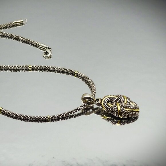 LAGOS Caviar Collection Sterling Silver & 18K Gold Pendant & Chain Necklace - Picture 4 of 12